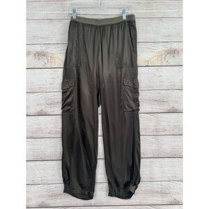 Hard Tails Forever Shiny Rayon Cargo Lounge Pants Women's Medium Green Yoga